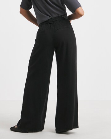 Black Draped Lyocell Wide Leg Jeans