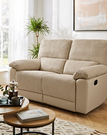 Harlow Fabric/Faux Leather Recliner 2 Seater Sofa