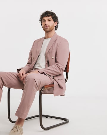 Linen Blend Double Breasted Suit Jacket