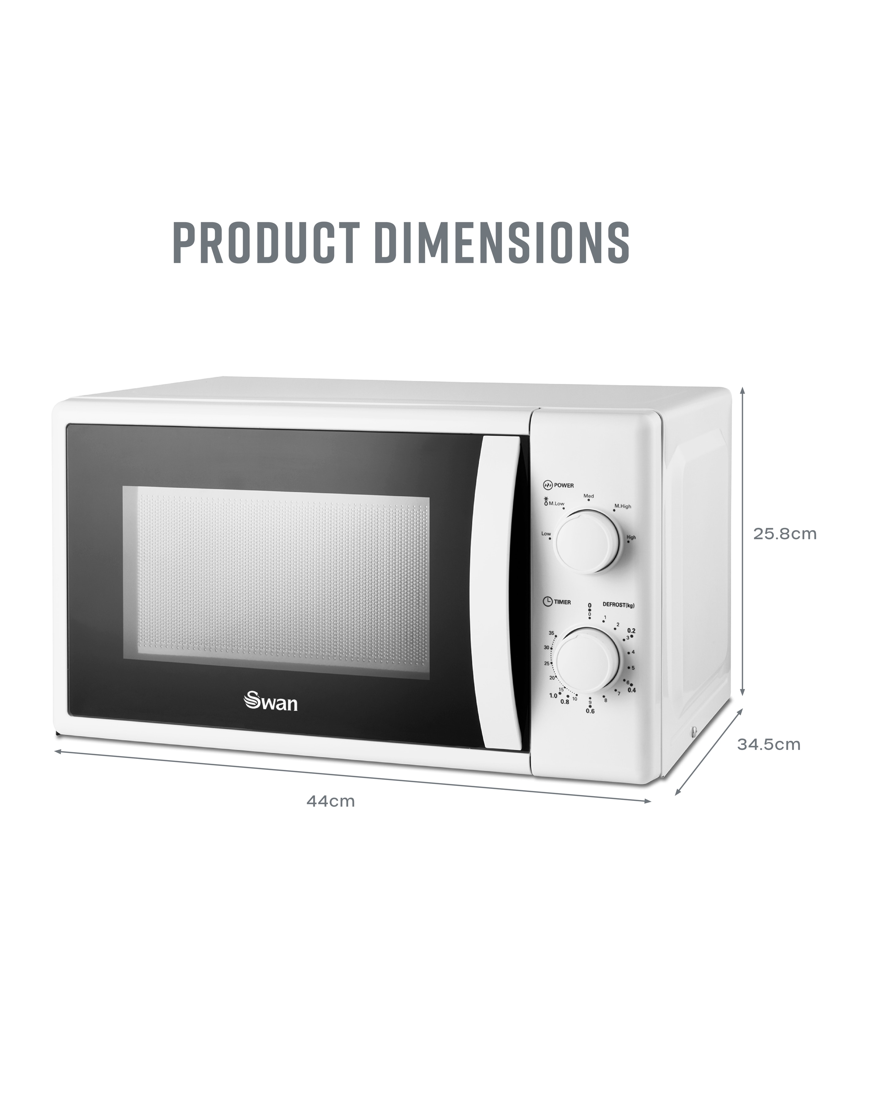 Swan SM4420WHT 20L White Manual Microwave | JD Williams