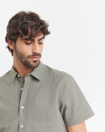 Short Sleeve Linen Blend Shirt