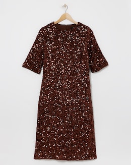 Joanna Hope Copper Sequin T-Shirt Dress