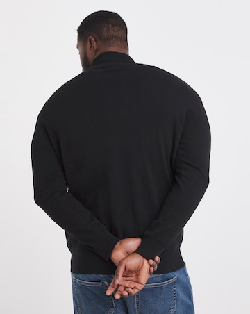 Black Zip Through Funnel Neck Knit Cardigan