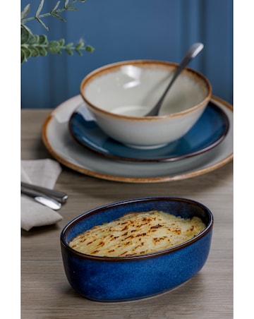 Mason Cash Reactive Glaze Blue Set of 2 Oval Oven Dishes