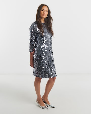 Disc Sequin Shift Dress