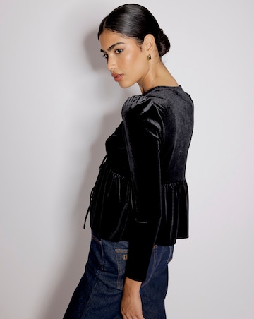 Nobody's Child Velvet Bow Front Top