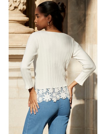 Sosandar Floral Lace Stitch Jumper
