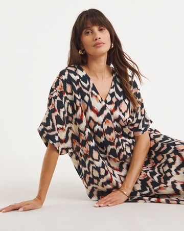 Textured Crinkle Kaftan Overhead Midi Dress