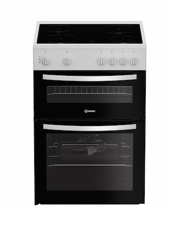 Indesit ITE6VMW 60cm Electric Twin Cooker with Ceramic Hob - White