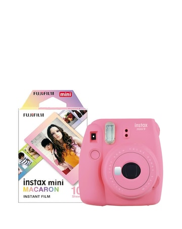 Fujifilm Instax Mini 9 Instant Camera with 10 Shot Macaron Film Pack - Pink