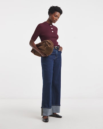 Ribbed Henley Collared Jumper