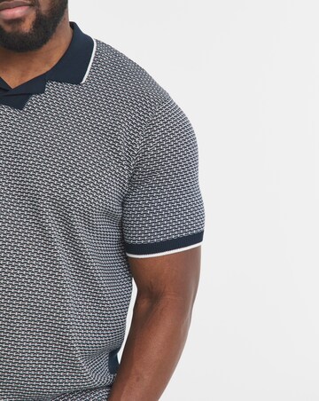 Navy Knitted Cuban Collar Polo