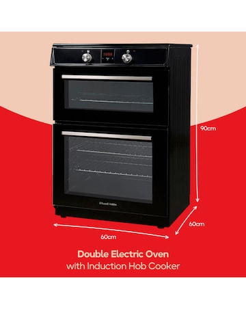 RUSSELL HOBBS 60CM Double Electric Cooker With Induction Hob - Black