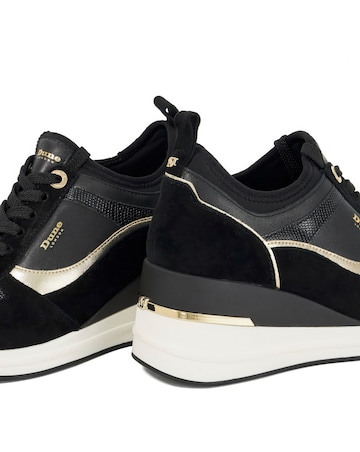 Dune Ellaina Black Wedge Lace Up Trainers