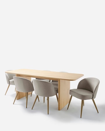 Oslo Panel End Dining Table with 6 Emilie Fabric Chairs