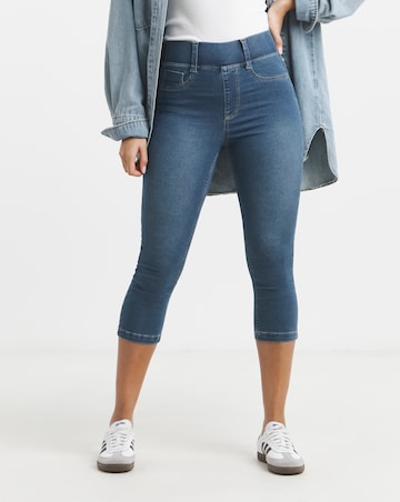 Simply Be Mid Wash Pull On Capri Jegging