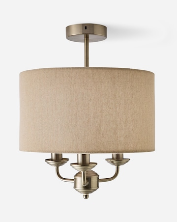 Fulford Brushed Silver & Linen Ceiling Light