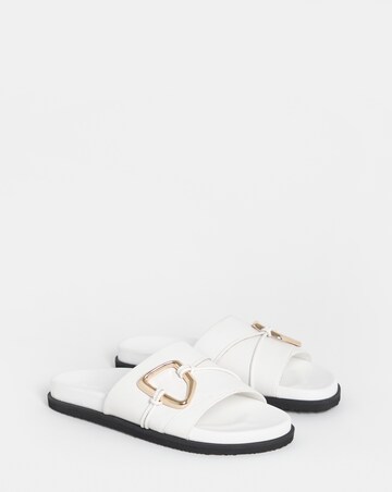 Utica Oversized Trim Leather Mule Sandals - Extra Wide Fit (EEE)