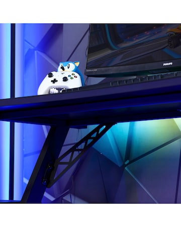 X Rocker Lumio XL Gaming Desk with LED Lighting - Carbon Black