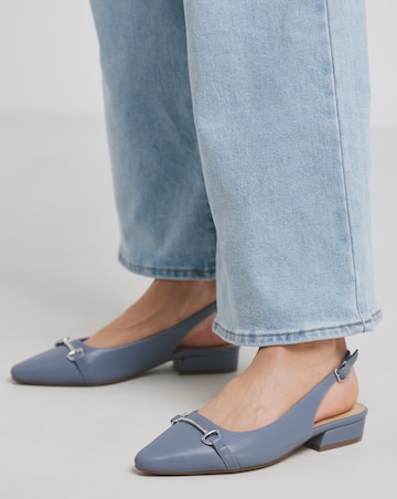 Sylvia Flat Slingback Shoes With Trim Detail - Wide Fit (E)