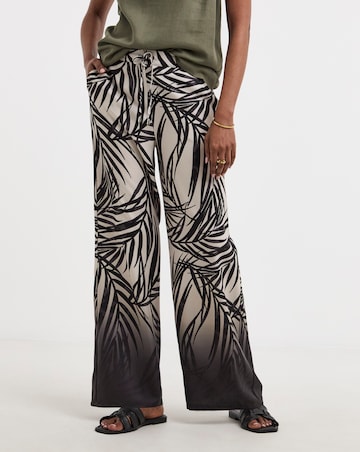 Printed Textured Wide Leg Trousers