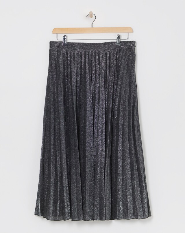 Joanna Hope Pleated Silver Glitter Skirt
