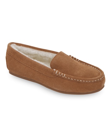Leona Classic Suede Moccasin Slipper - Extra Wide Fit (EEE)