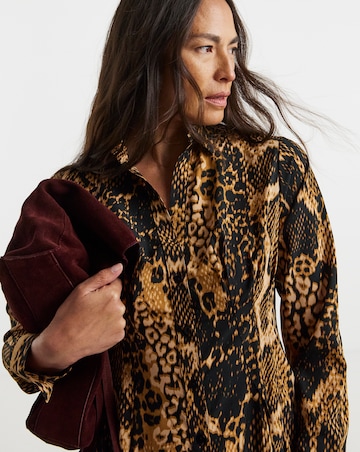 Printed Corset Midi Shirt Dress