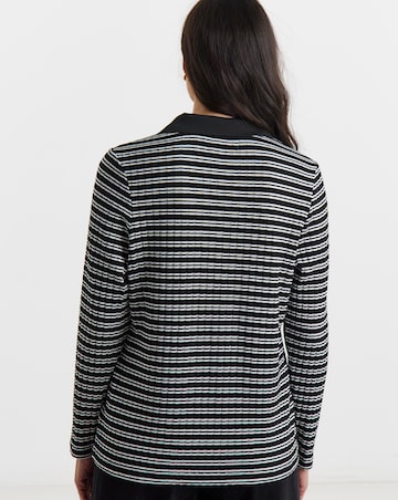 Stripe Ribbed Collared Top