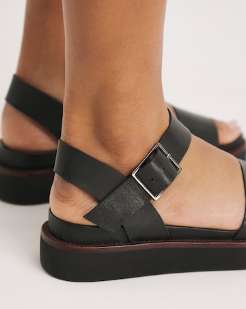 Tabitha Leather Bar Chunky Sandals - Extra Wide Fit (EEE)