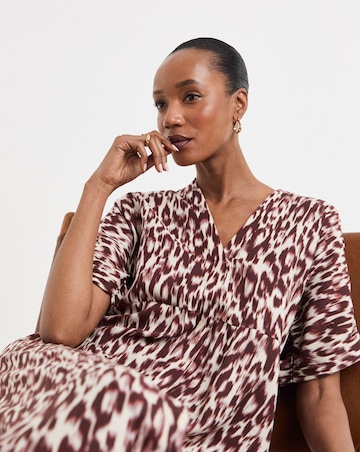 Collarless Placket Smock Dress