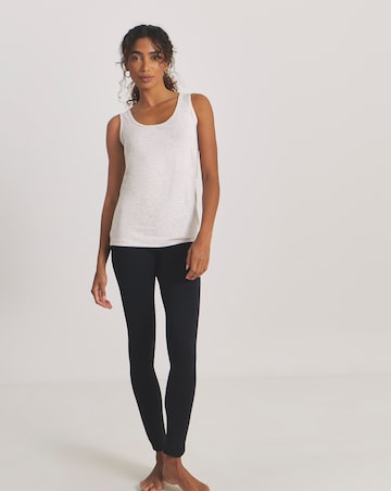 Pretty Secrets (2 Pack) Thermal Vest Tops Black/Oatmeal