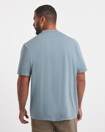 Relaxed Fit Acid Wash T-Shirt- Steel Blue