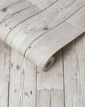 Fresco Grey/White Wood Panel Plank Effect Wallpaper
