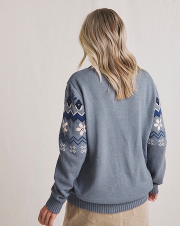 Julipa Blue Fairisle Sleeve Jumper