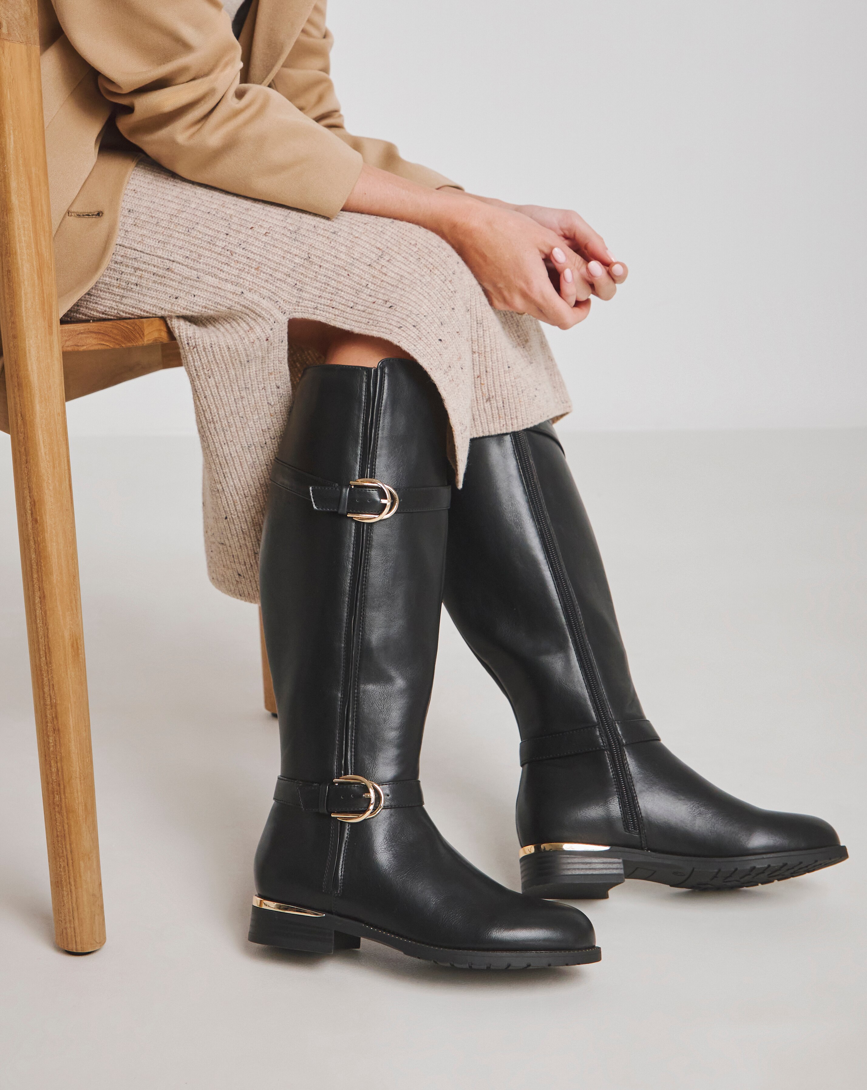 Heavenly Soles Cameron Knee High Boots - Extra Wide Fit (EEE) & Super Curvy Calf