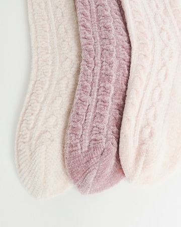 Pretty Secrets (3 Pair Pack) Thermal Cable Knit Fleece Slipper Socks