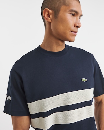 Lacoste Short Sleeve Tennis Chest Stripe T-Shirt - Navy
