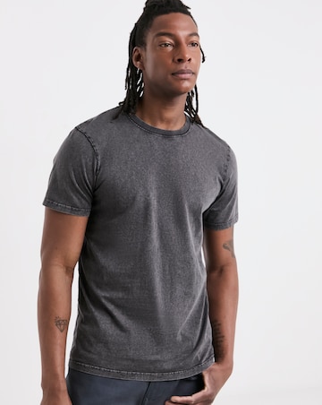 Relaxed Acid Wash Fit T-Shirt- Charcoal