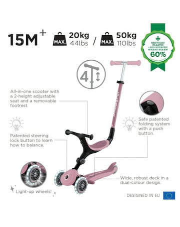 Globber Go Up Active Eco Ride On/Scooter - Berry