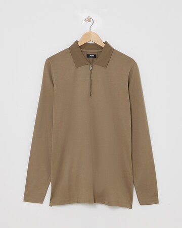 Premium 100% Mercerised Zip Polo- Mocha
