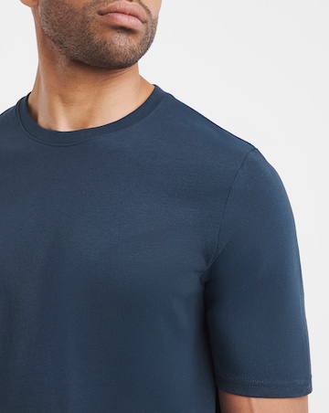 Pure Cotton Crew Neck T-Shirt Extra Long Length- Navy