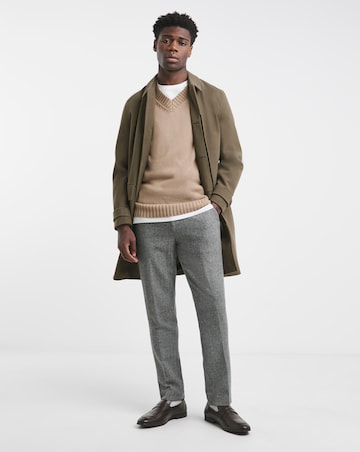 Faux Wool Mac with Cuff Tabs