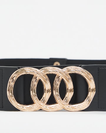 Black Ring Buckle Waist Stretch Belt