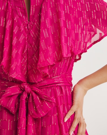 Joanna Hope Pink Metallic Dobby Maxi Dress