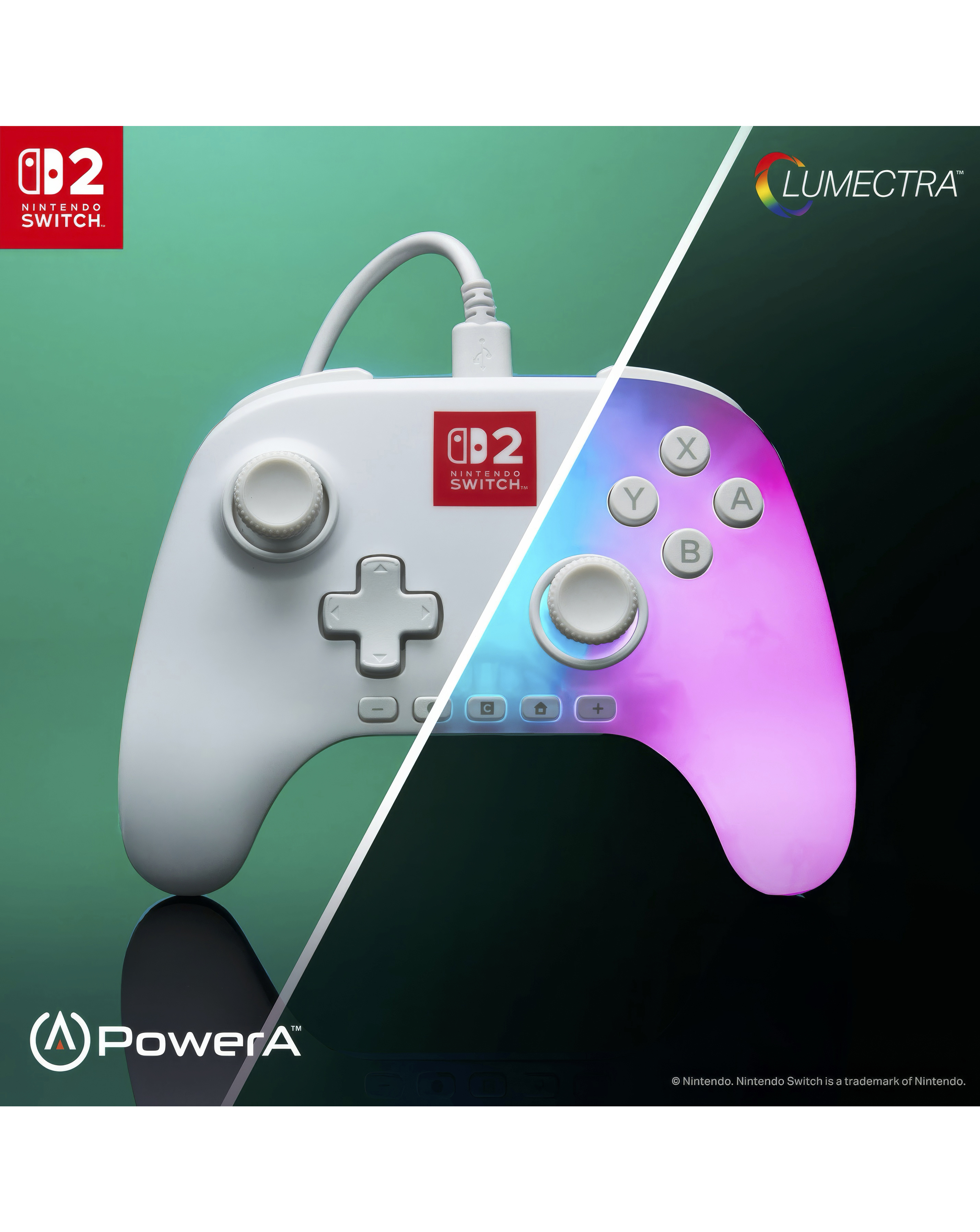 PowerA Advantage Wired Controller for Nintendo Switch 2 - Lumectra White