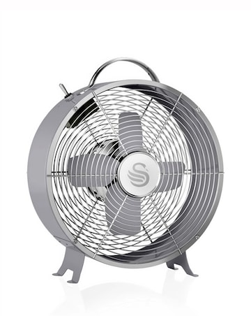 Swan 8'' Retro Clock Fan - Grey