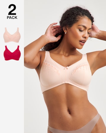 Pretty Secrets 2 Pack Sally Raspberry/Apricot Minimiser Non Wired Bras D-L