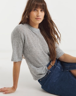 Fine Knit Half Sleeve T-shirt