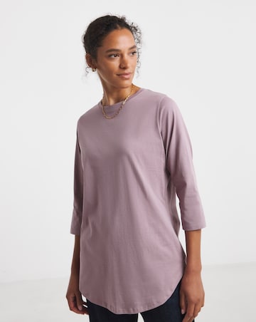 Longline Curved Hem 3/4 Sleeve Top